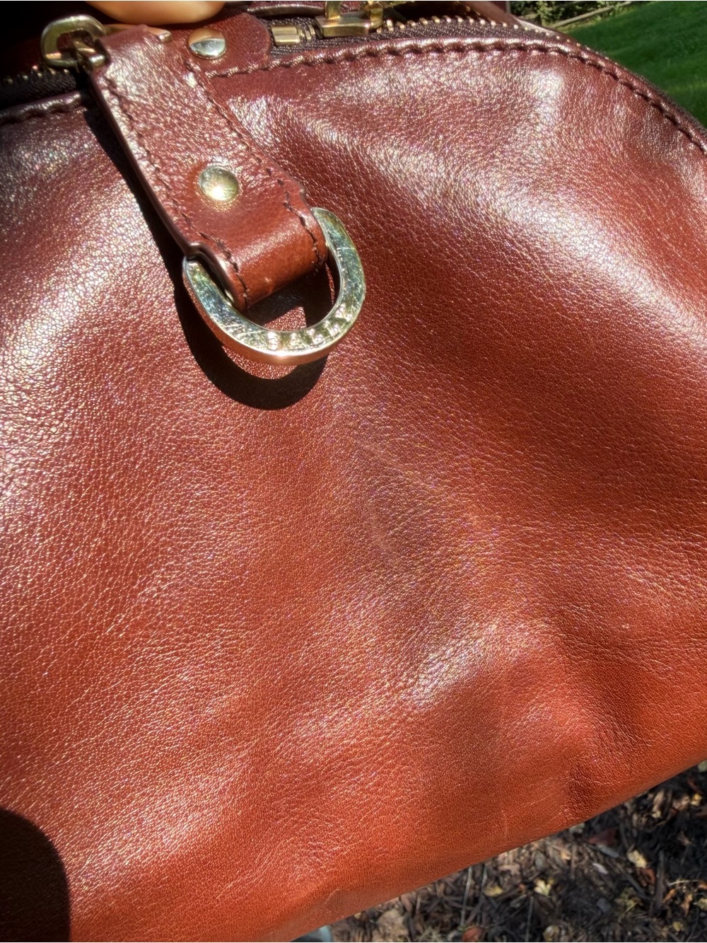 Bally VINTAGE Y2K Cognac Leather Shoulder Baguette Bag Pristine Gold Hardware - Picture 13 of 16